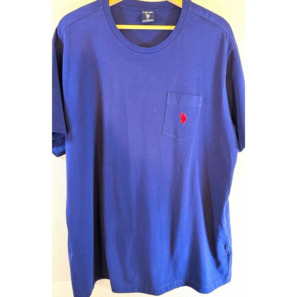 U.S. Polo Assn. Mens XL Navy Blue Crew Neck Short Sleeve Pocket Tee Cotton